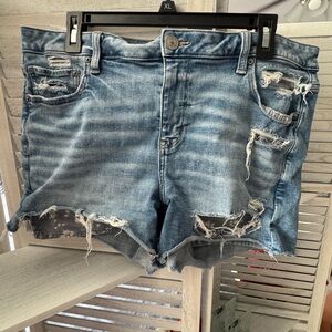 American Eagle Outfitters Light Blue Distressed Jean Shorts